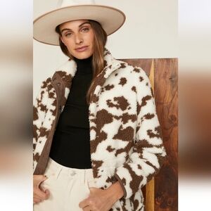 Cozy Cow Print Teddy Jacket